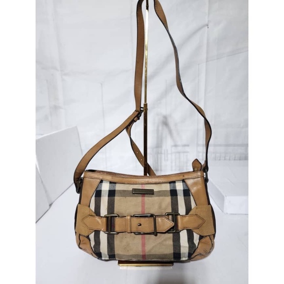 Authentic BURBERRY Vintage Leather House Check Medium Creighton Hobo Bag Brown - Picture 1 of 13